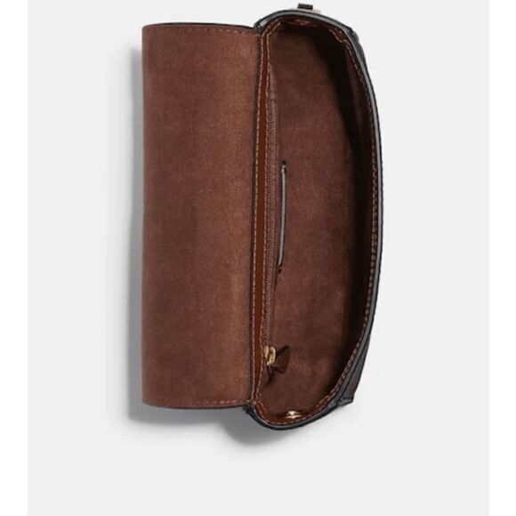 Coach Gemma Gold/Khaki Brown Colorblock Crossbody In Signature Canvas w/ Rhinest - Picture 3 of 10